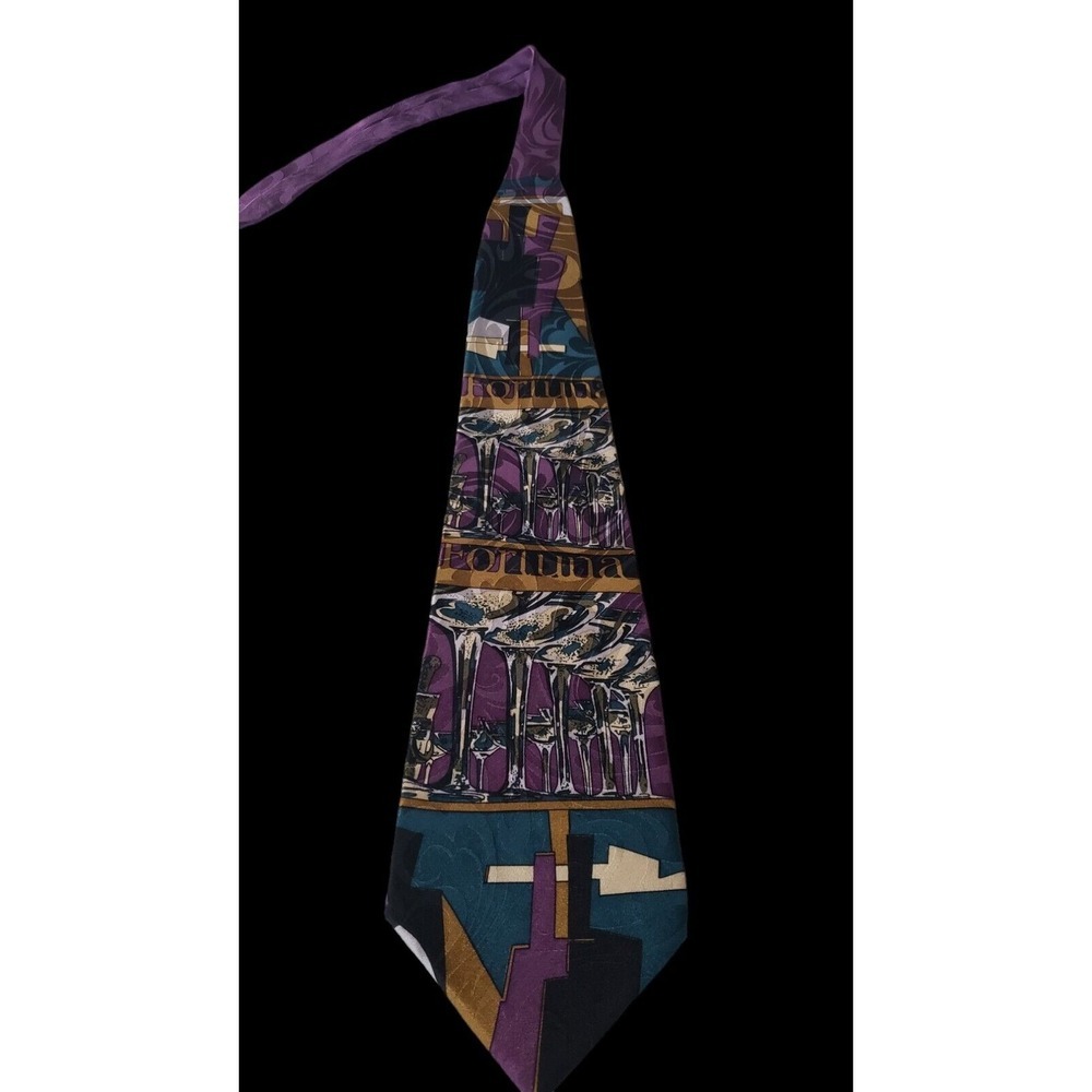 Francesca Bolta Handmade 100% Silk Tie Purple Multi color and Pattern